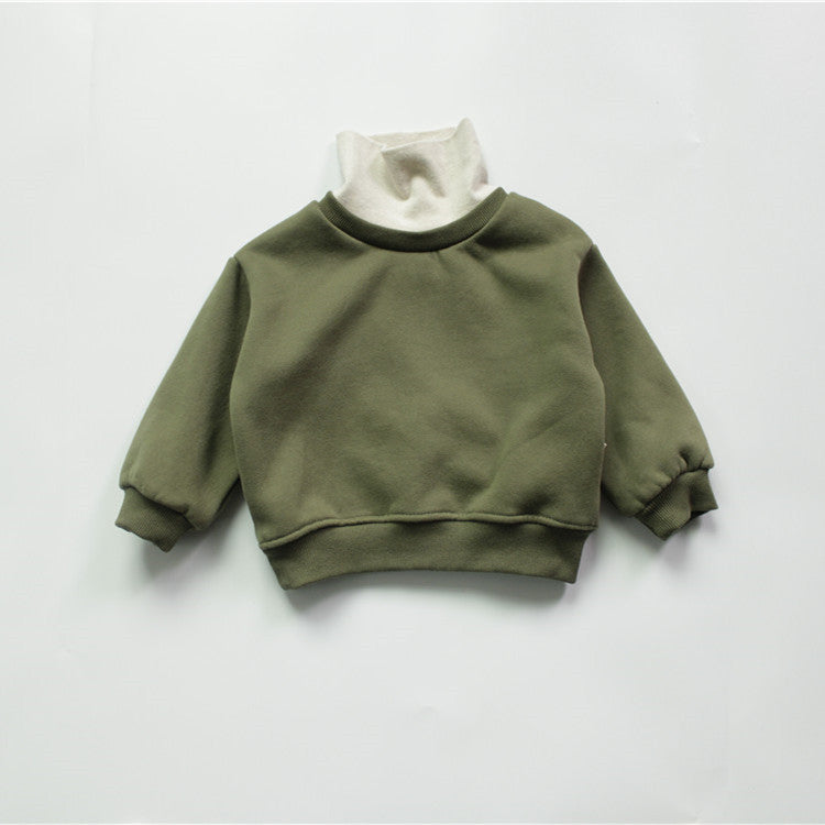 Children's Fleece Sweater Fake Two High Collar Thickened