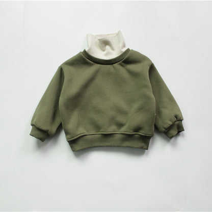 Children's Fleece Sweater Fake Two High Collar Thickened