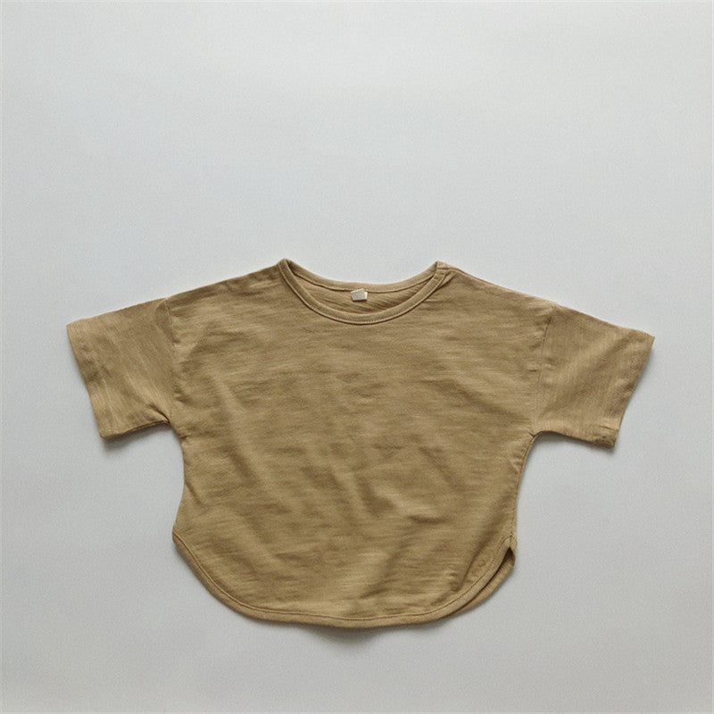 Retro Cotton Pure Forest Short-sleeved Children's Top Slub T-shirt