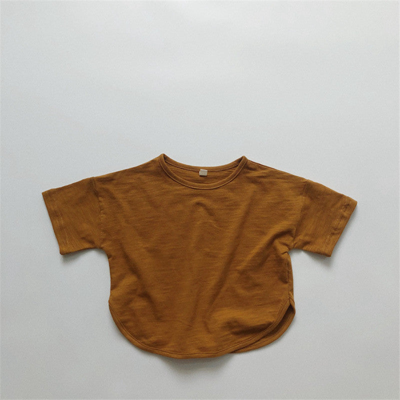 Retro Cotton Pure Forest Short-sleeved Children's Top Slub T-shirt