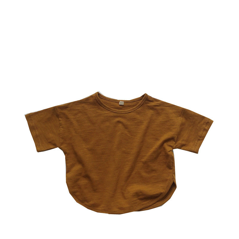 Retro Cotton Pure Forest Short-sleeved Children's Top Slub T-shirt