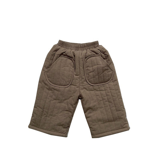 Lightweight Quilted Children's Clothing Children's Velvet Pants Eight Points Straight-leg Pants