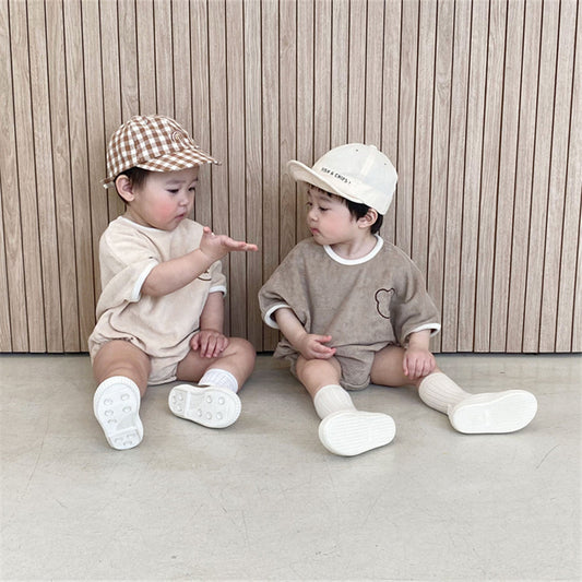 Infant Colorblock Short Sleeve Loose Casual Short Sleeve Romper