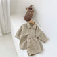 Boy's Fashionable Handsome Lapels Shirt Shorts Casual Two-piece Suit