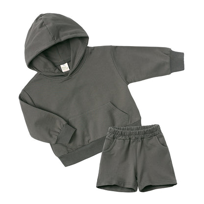 New Two-piece Children's Long-sleeved Sweater Shorts