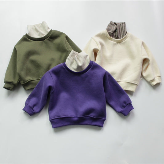 Children's Fleece Sweater Fake Two High Collar Thickened