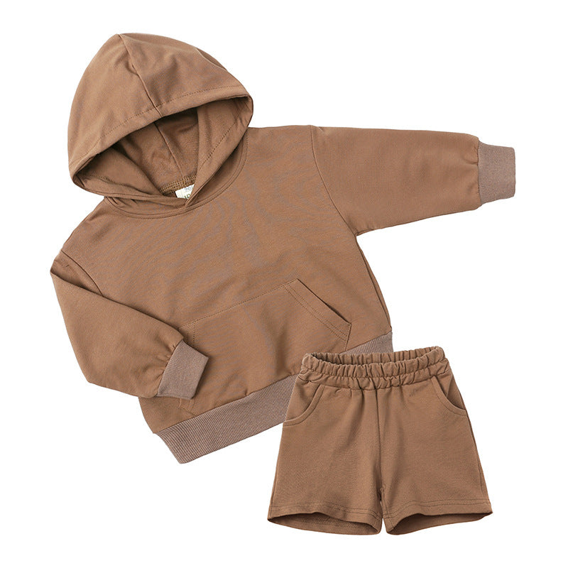 New Two-piece Children's Long-sleeved Sweater Shorts