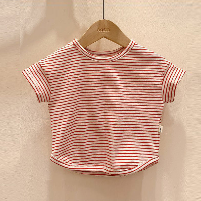 Baby Summer Striped Short Sleeve T-Shirt For Boys And Girls