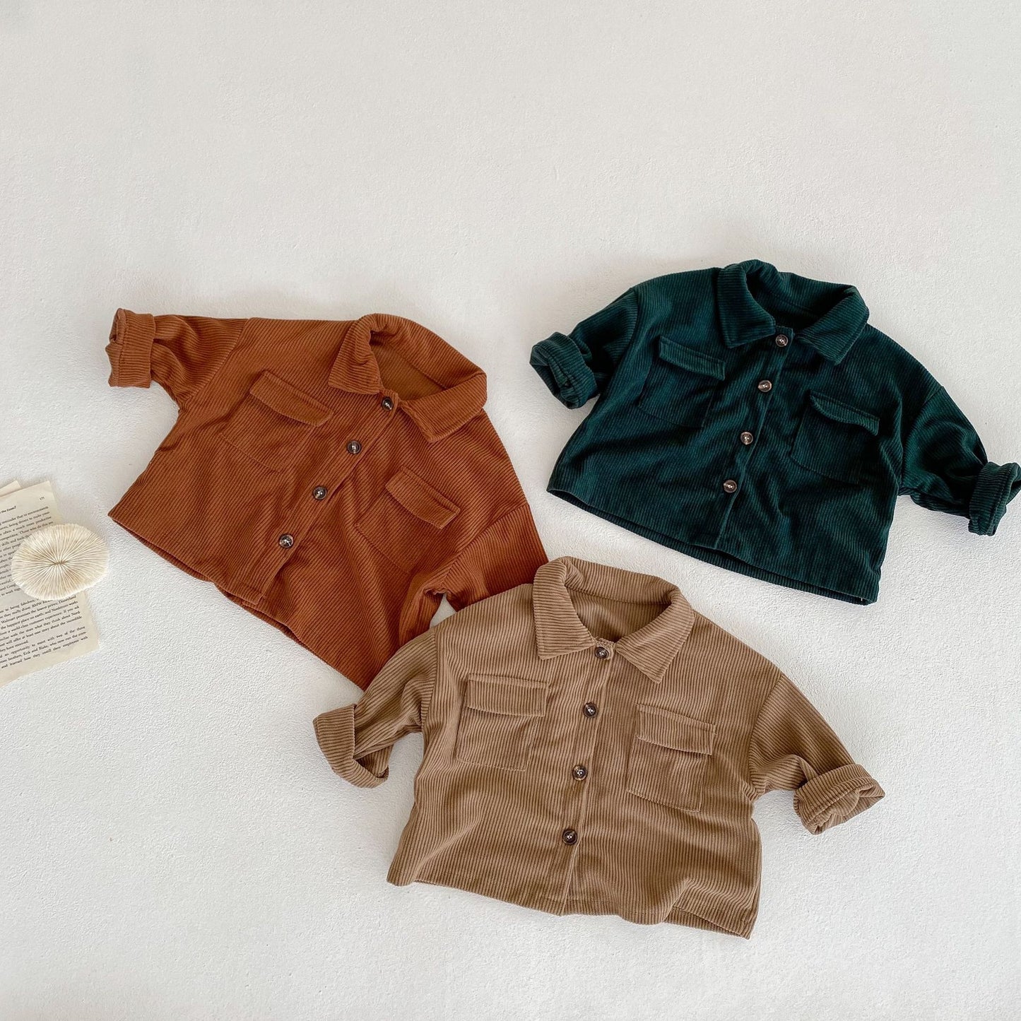 Spring And Autumn Infant Boys And Girls Baby Lapel Cardigan Coat Pants Corduroy Two-piece Set