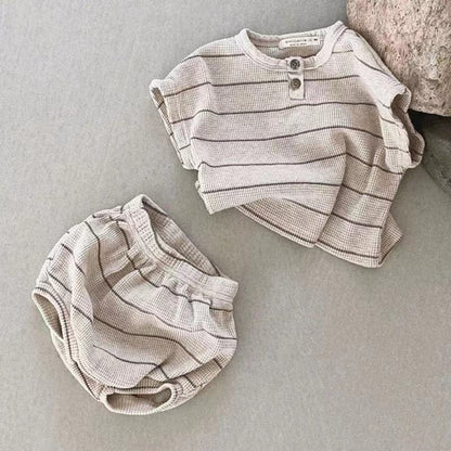 Infant Casual Striped Waffle Set