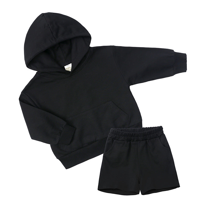 New Two-piece Children's Long-sleeved Sweater Shorts