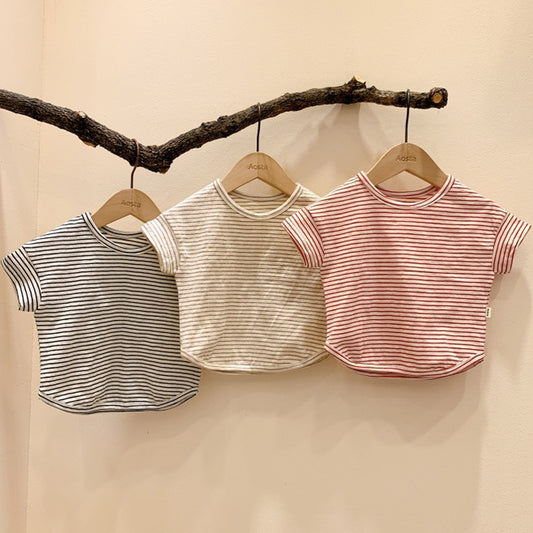 Baby Summer Striped Short Sleeve T-Shirt For Boys And Girls