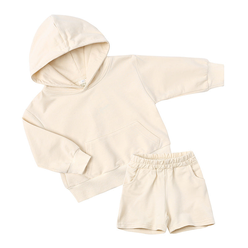 New Two-piece Children's Long-sleeved Sweater Shorts