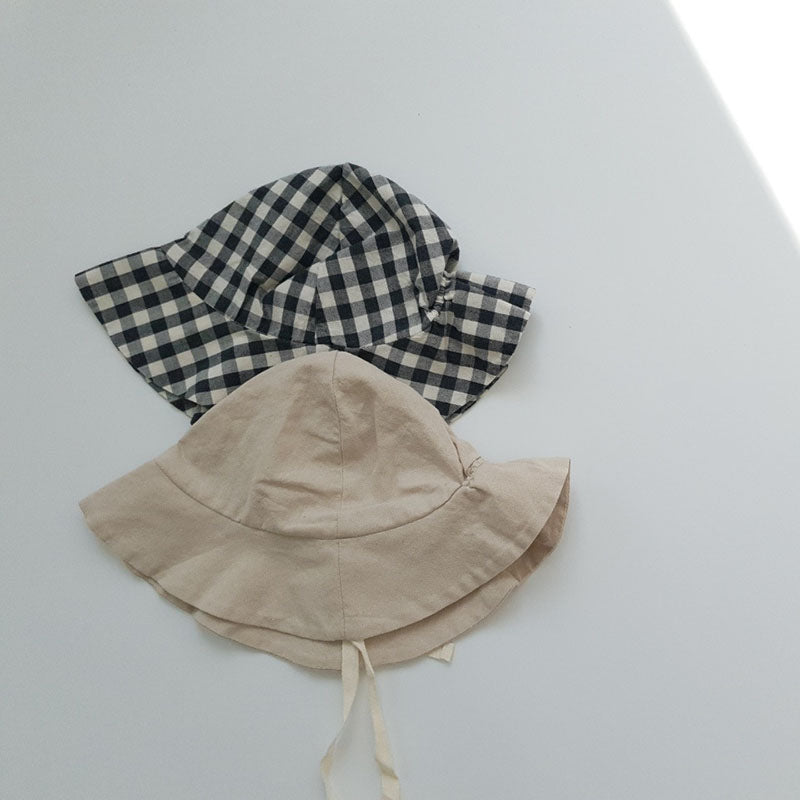 Plaid Romper Hat Two-piece Baby Summer Clothes