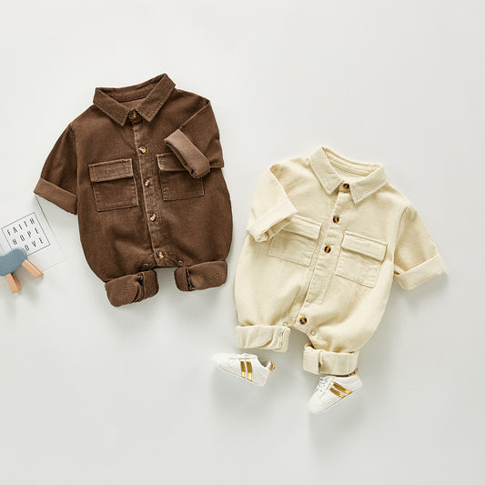 Corduroy jumpsuit Brown & Beige