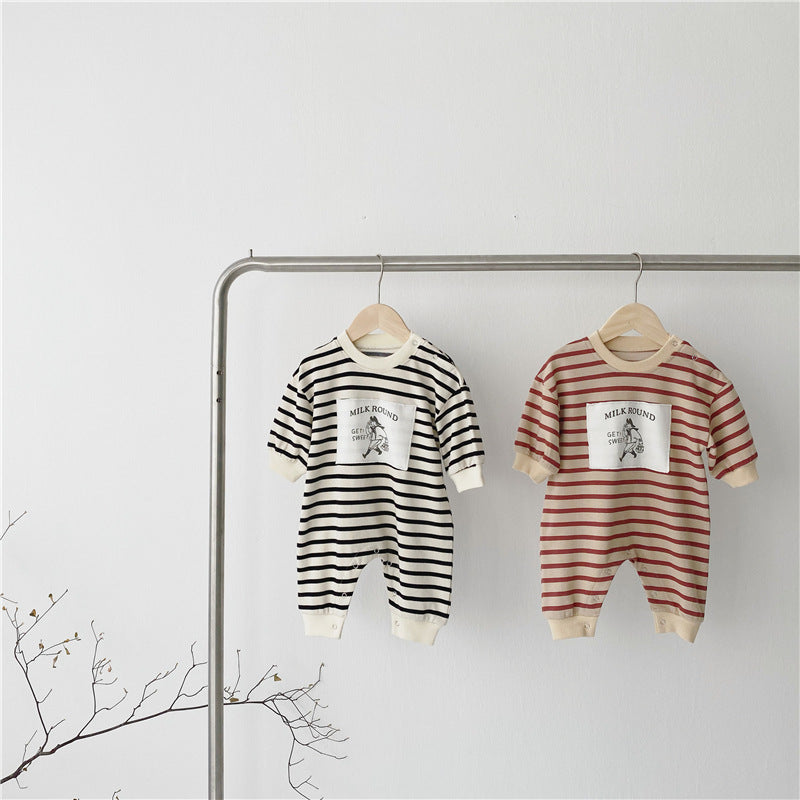 Baby striped cartoon jumpsuit