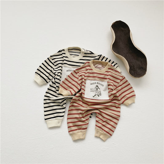 Baby striped cartoon jumpsuit