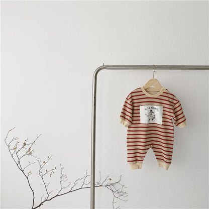 Baby striped cartoon jumpsuit