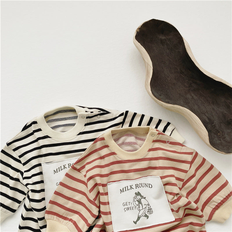 Baby striped cartoon jumpsuit