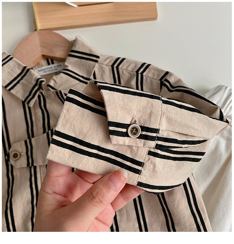 Boys Long Sleeve Shirt Striped Children's Personalized Shirt Baby Korean One Piece Top