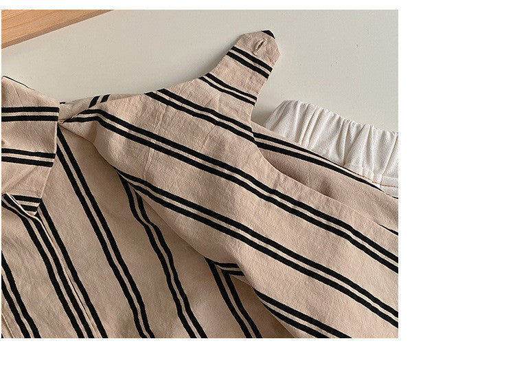 Boys Long Sleeve Shirt Striped Children's Personalized Shirt Baby Korean One Piece Top