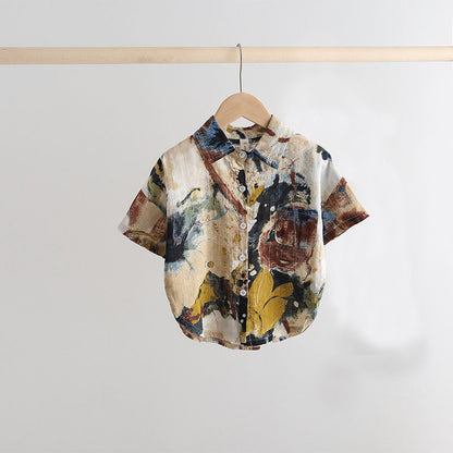 Fashion Boys Printed Shirt Short Sleeve