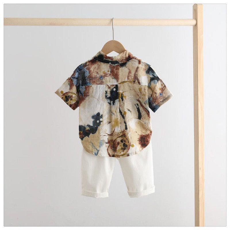 Fashion Boys Printed Shirt Short Sleeve