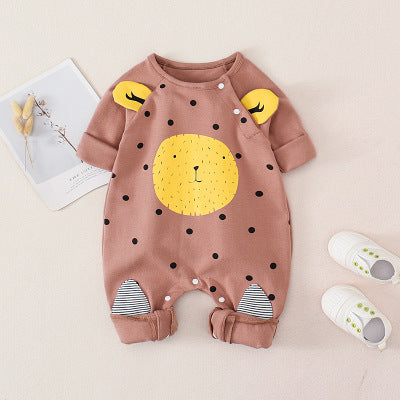 Baby jumpsuit dots & drawing bear