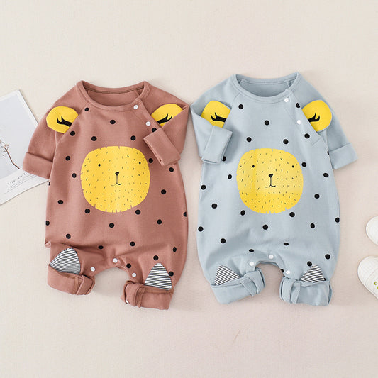 Baby jumpsuit dots & drawing bear