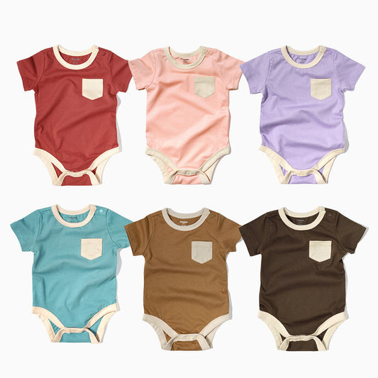 Baby Summer Short-Sleeved Cotton Triangle Romper For Men And Women