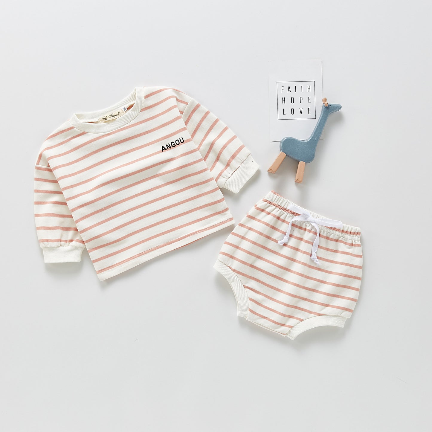 Long-sleeved Striped Two-piece Set