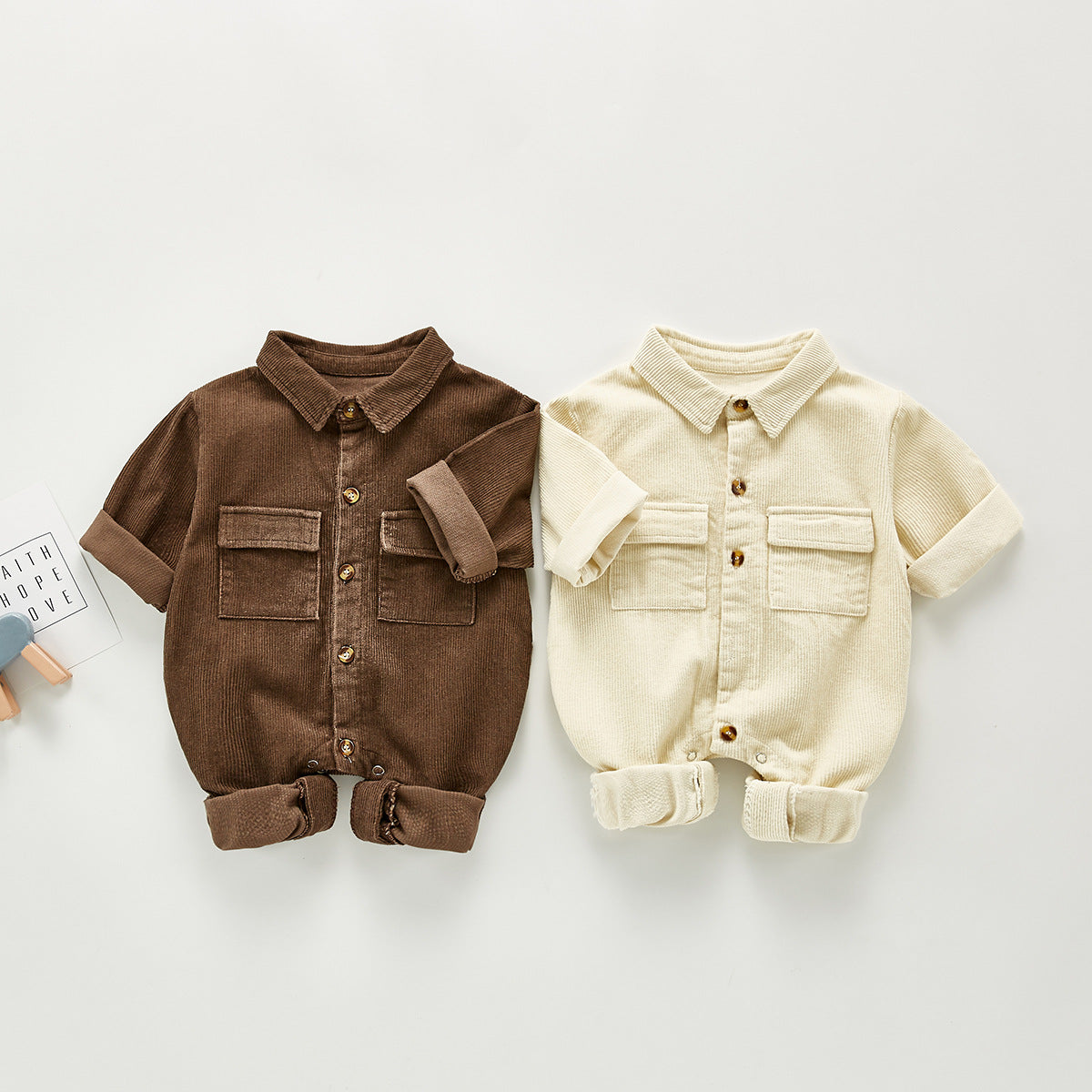 Corduroy jumpsuit Brown & Beige