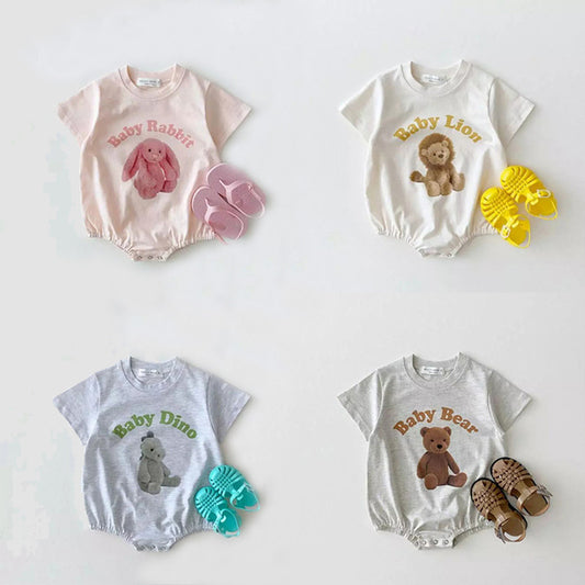 Baby Cartoon Plush Bear Short Sleeve Romper