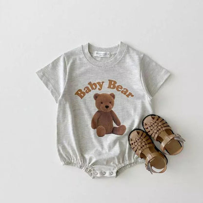 Baby Cartoon Plush Bear Short Sleeve Romper