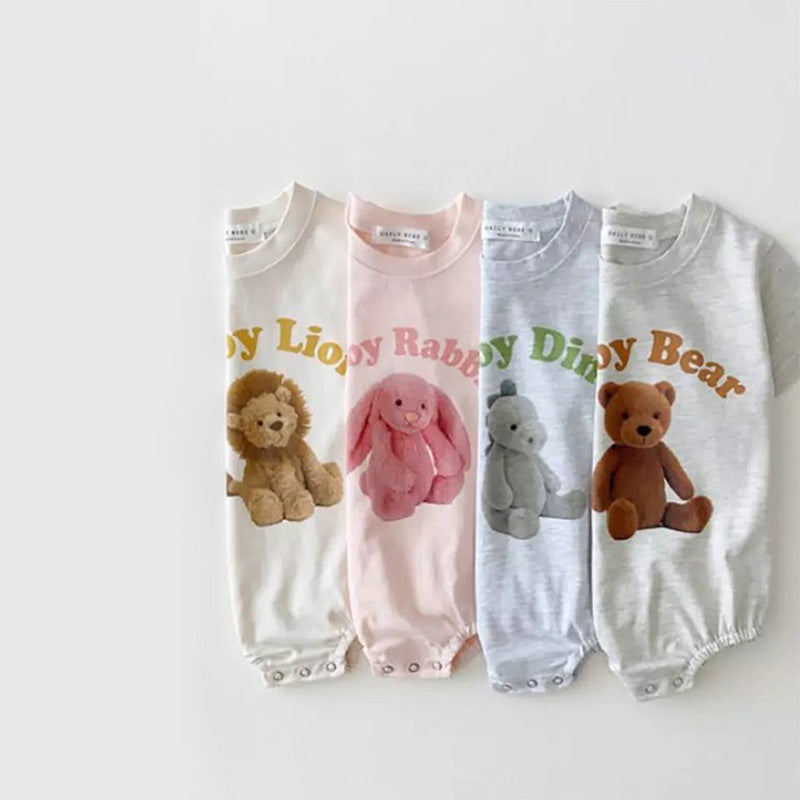 Baby Cartoon Plush Bear Short Sleeve Romper